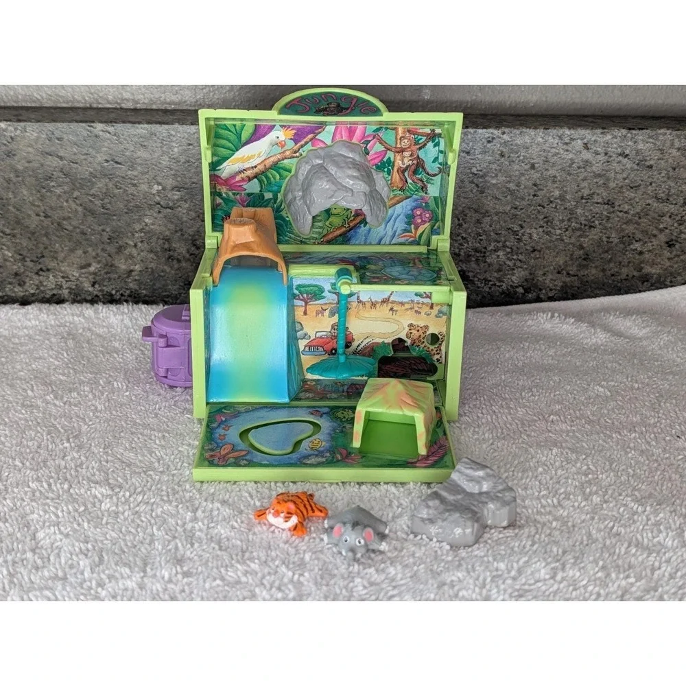 Vintage Pound Puppies 1995 Jungle Mini Compact 2 Figures Tiger Elephant READ